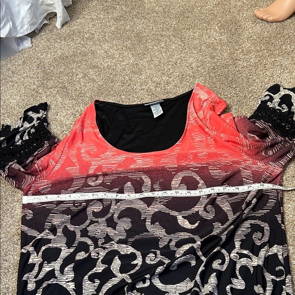 Catherines dress Elegant Black and rose pink tunic slinky stretch plus SZ 1X - Picture 7 of 10